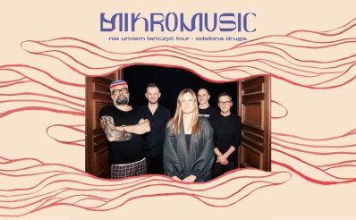 Plakat zapraszający w sobotę 11 kwietnia 2026 r. do Mrągowa na koncert zespołu Mikromusic Mrągowo 2026. 
