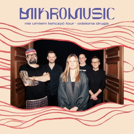 Plakat zapraszający w sobotę 11 kwietnia 2026 r. do Mrągowa na koncert zespołu Mikromusic Mrągowo 2026. 