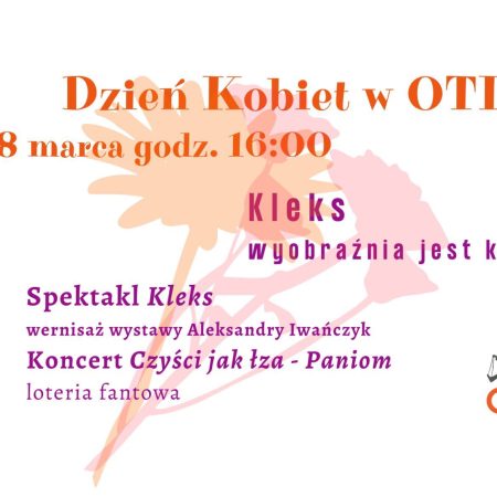 Plakat zapraszający w niedzielę 8 marca 2026 r. do Olsztyńskiego Teatru Lalek na Dzień Kobiet w Olsztyńskim Teatrze Lalek 2026. 