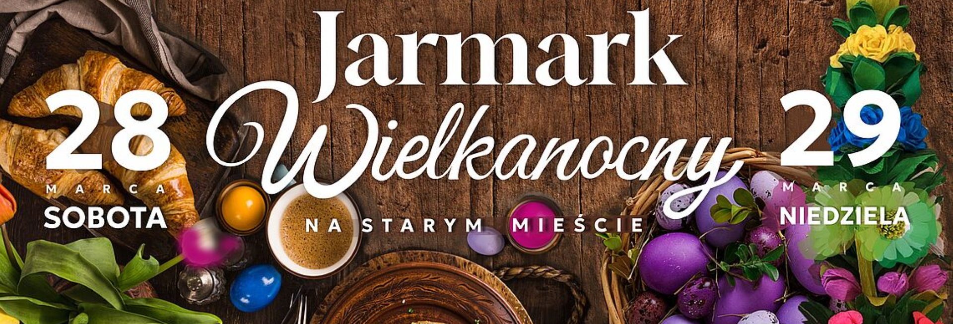 Plakat zapraszający w dniach 28-29 marca 2026 r. do Olsztyna na Warmiński Jarmark Wielkanocny Olsztyn 2026. 