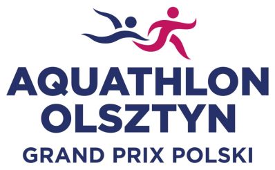 Plakat zapraszający w sobotę 11 kwietnia 2026 r. do Olsztyna na Zawody Aquathlon - Grand Prix Polski Olsztyn 2026. 