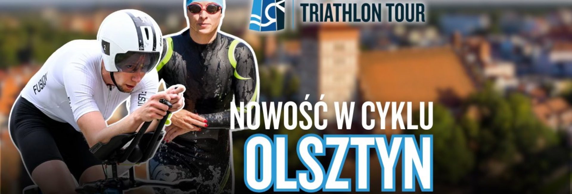 Plakat zapraszający w niedzielę 24 maja 2026 r. do Olsztyna na Zawody Garmin Triathlon Tour Olsztyn 2026. 