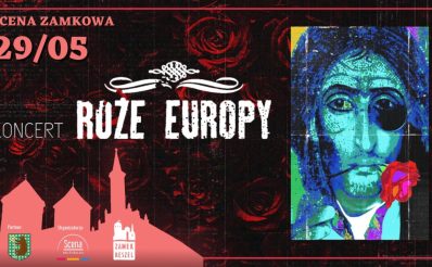 Plakat zapraszający w piątek 29 maja 2026 r. do Reszla na koncert zespołu Róże Europy Zamek Reszel 2026. 