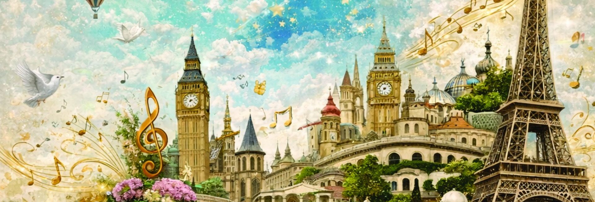 Plakat zapraszający w niedzielę 29 marca 2026 r. do Stawigudy na koncert "Muzyczna podróż po Europie" Stawiguda 2026. 