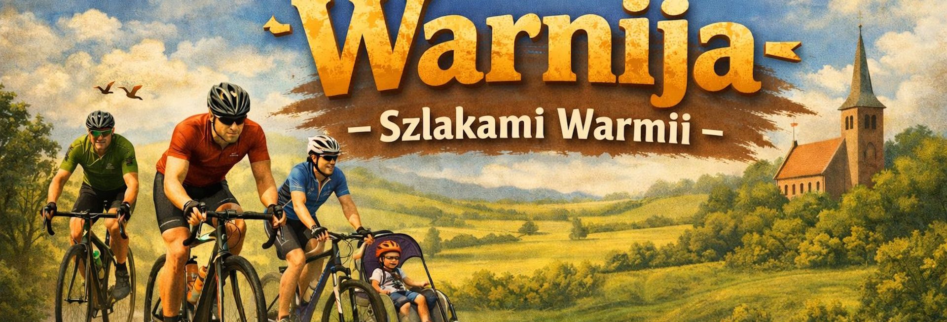 Plakat zapraszający w sobotę 1 sierpnia 2026 r. do Dywit na Maraton rowerowy „Warnija – Szlakami Warmii” Dywity 2026. 