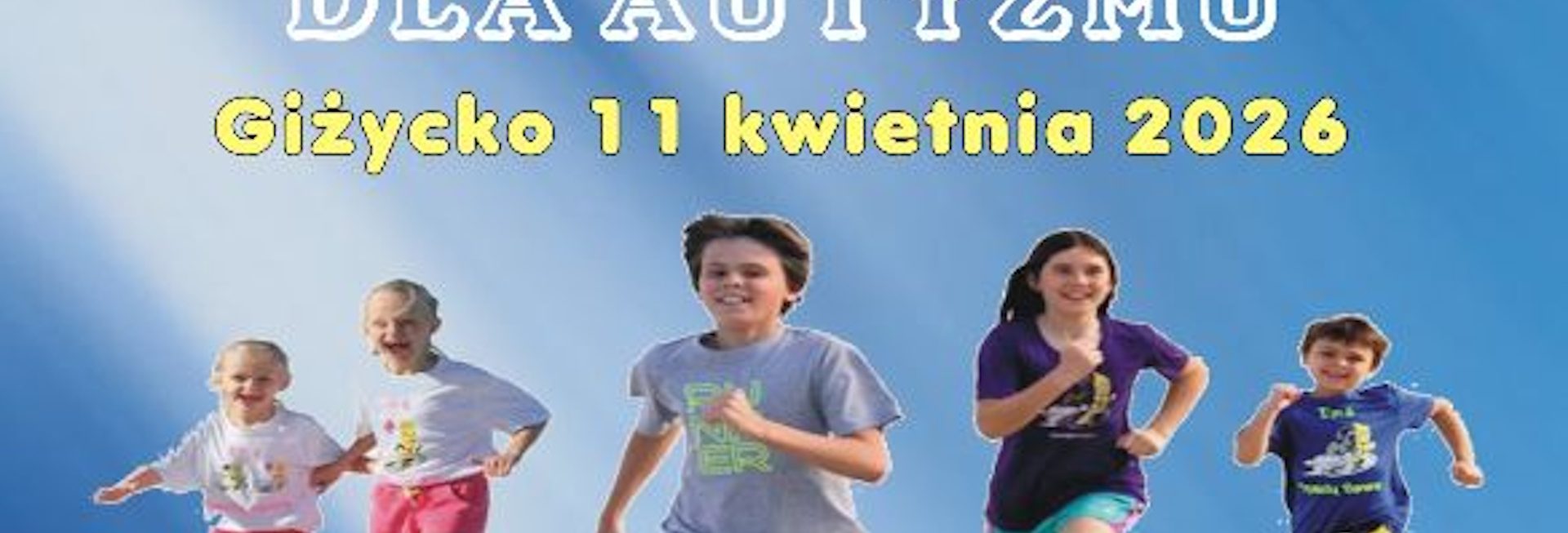 Plakat zapraszający w sobotę 11 kwietnia 2026 r. do Giżycka na Marszobieg dla Autyzmu Giżycko 2026. 