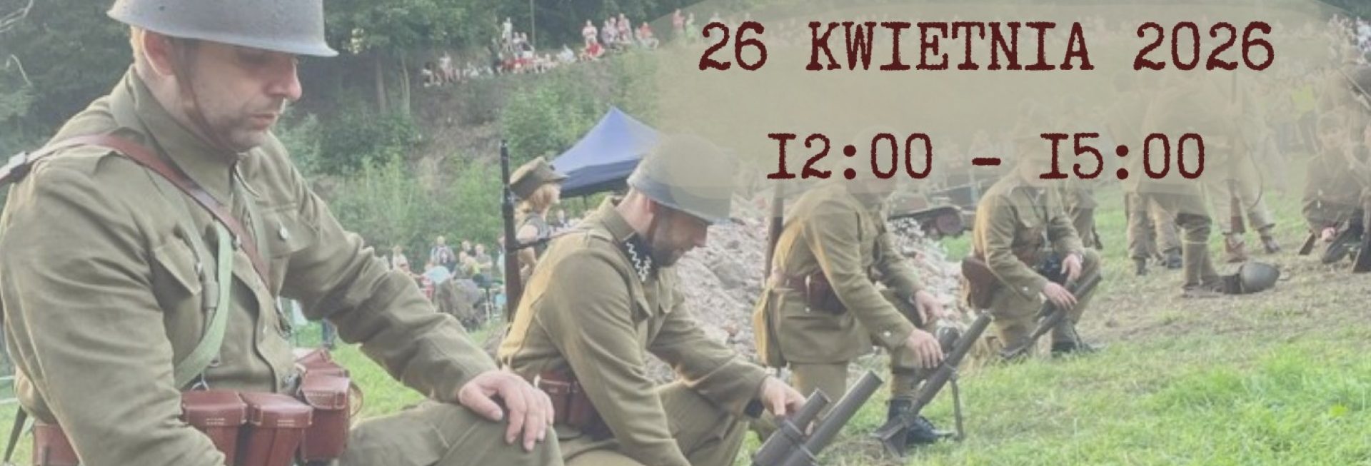 Plakat zapraszający w niedzielę 26 kwietnia 2026 r. do Grunwaldu na Spotkanie z Żywą Historią na Polach Grunwaldu 2026. 