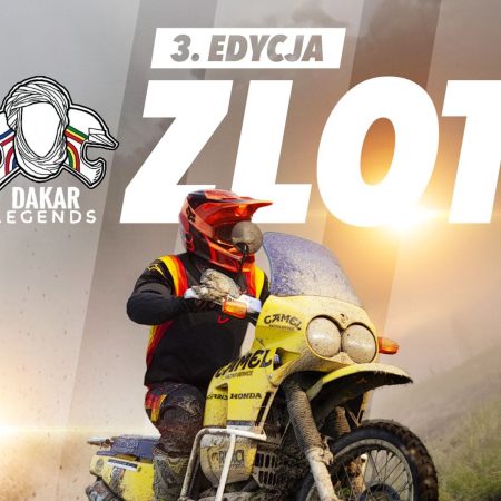 Plakat zapraszający w dniach 7-10 maja 2026 r. do Olecka na 3 Zlot Dakar Legends Olecko 2026. 