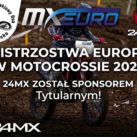 Plakat zapraszający w dniach 23-24 maja 2026 r. do Olecka na Motocrossowe Mistrzostwa Europy 24MX Olecko 2026.  