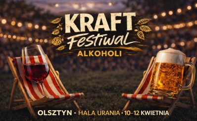 Plakat zapraszający w dniach 10-12 kwiecień 2026 r. do Olsztyna na CRAFT FESTIwAL Hala Urania Olsztyn 2026.