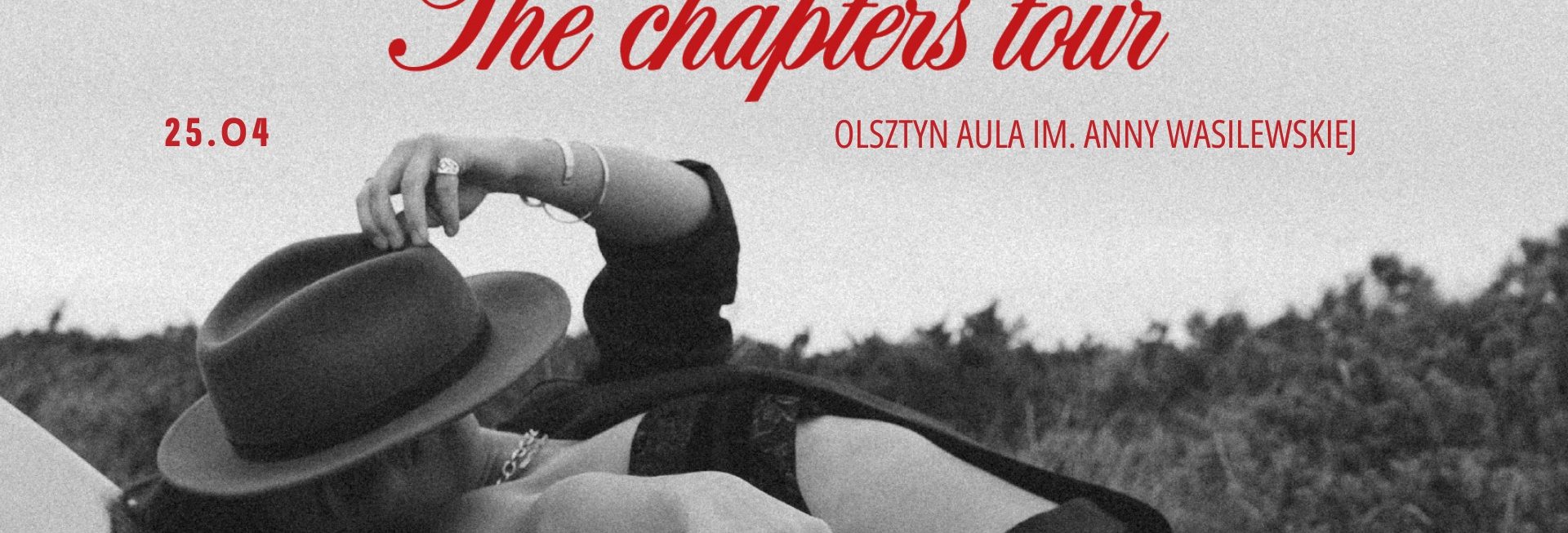 Plakat zapraszający w sobotę 25 kwietnia 2026 r. do Olsztyna na koncert Kingi Głyk THE CHAPTERS TOUR Olsztyn 2026.