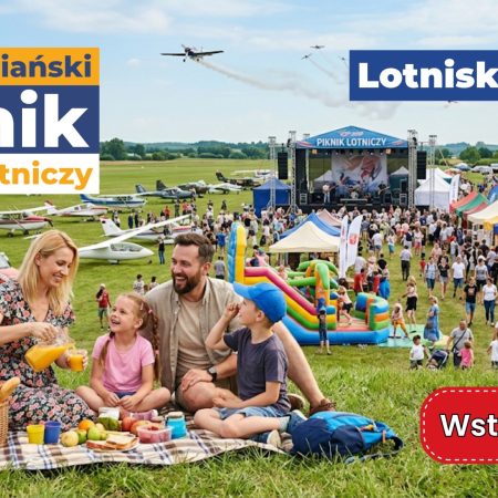 Plakat zapraszający w niedzielę 17 maja 2026 r. do Olsztyna na Rotariański Piknik Lotniczy Lotnisko Dajtki Olsztyn 2026. 