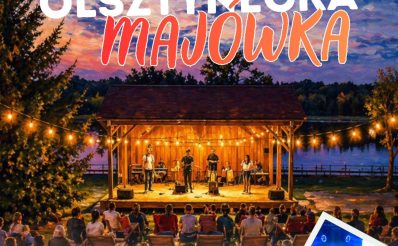 Plakat zapraszający w dniach 1-3 maja 2026 r. do Olsztynka na Olsztynecką Majówkę w Olsztynku 2026. 