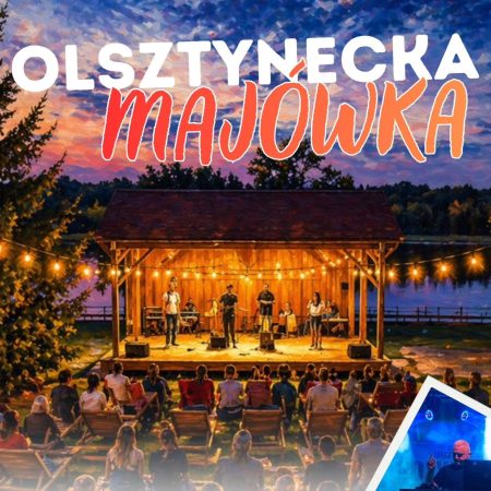 Plakat zapraszający w dniach 1-3 maja 2026 r. do Olsztynka na Olsztynecką Majówkę w Olsztynku 2026. 