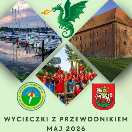 Plakat zapraszający do Ostródy na Wycieczkę z Przewodnikiem po Ostródzie 2026.