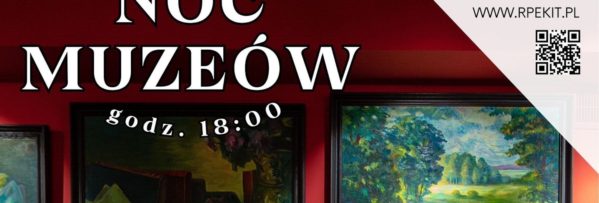Plakat zapraszający w piątek 15 maja 2026 r. do Rynu na Noc Muzeów Zamek Ryn 2026. 