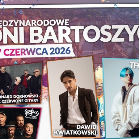 Plakat zapraszający w dniach 5-7 czerwca 2026 r. do Bartoszyc na Międzynarodowe Dni Bartoszyc 2026.
