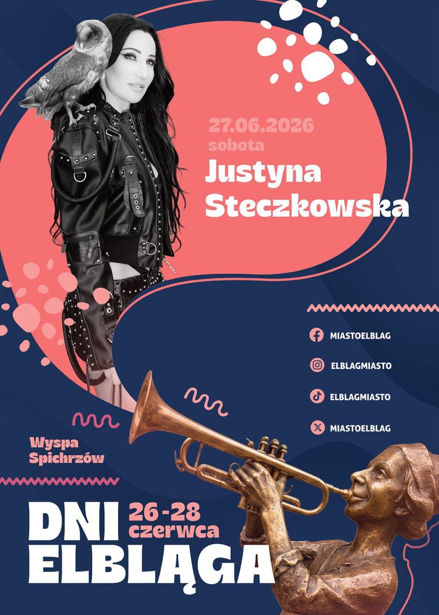 Plakat zapraszający w dniach 26-28 czerwca 2026 r. do Elbląga na cykliczną imprezę Dni Elbląga 2026.