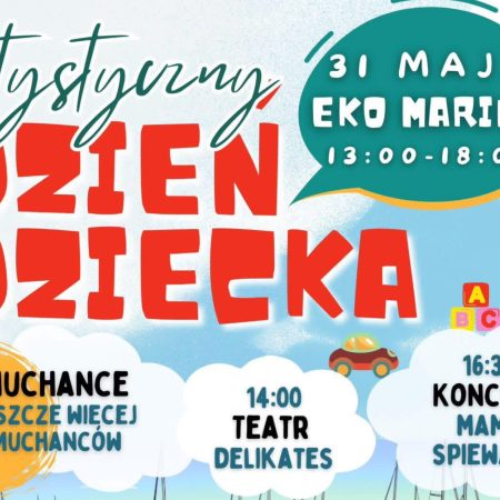 Plakat zapraszający w niedzielę 31 maja 2026 r. do Giżycka na Artystyczny Dzień Dziecka Giżycko 2026.