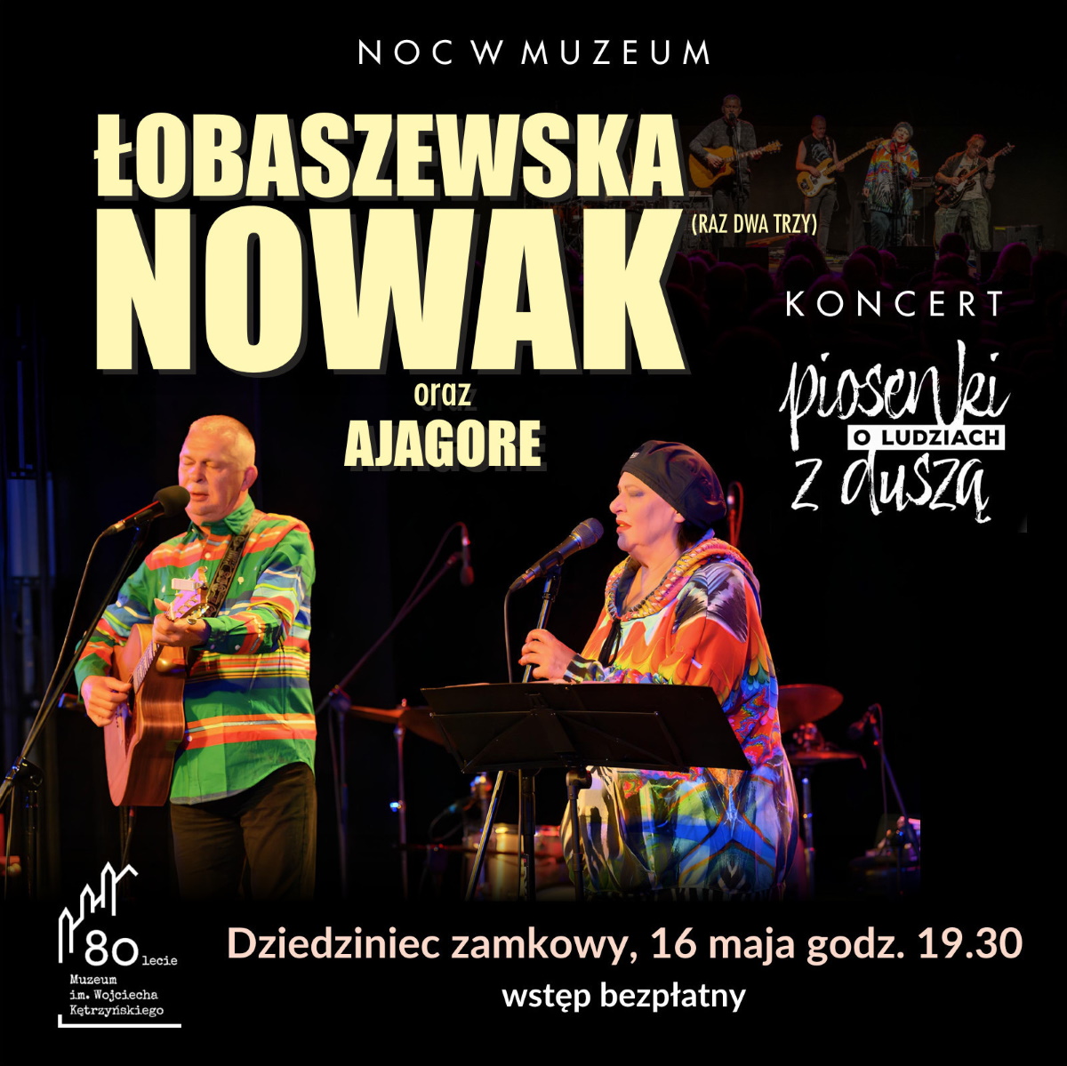 Plakat zapraszający w sobotę 16 maja 2026 r. do Kętrzyna na Noc w Muzeum Kętrzyn 2026.