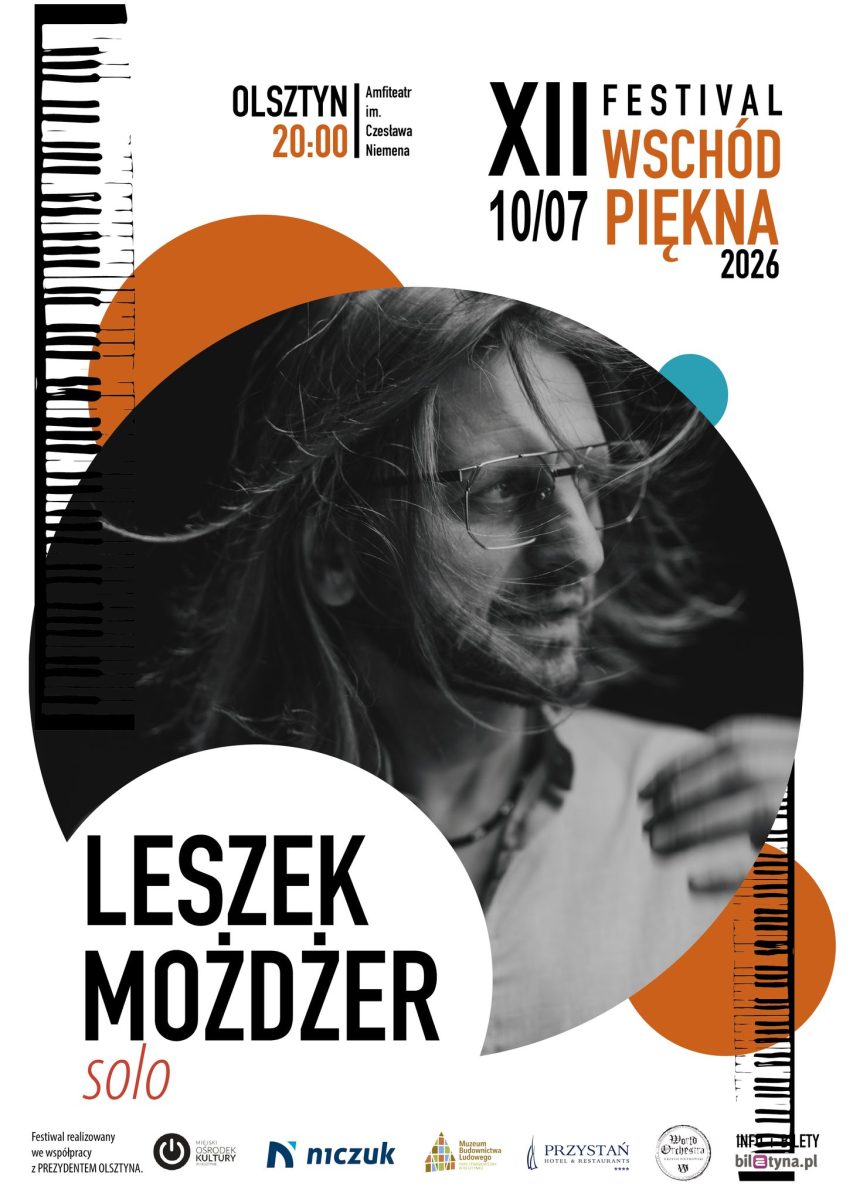 Plakat zapraszający w dniach 10-12 lipca 2026 r. do Olsztyna na 12. edycję Festiwalu "Wschód Piękna" Olsztyn 2026.  