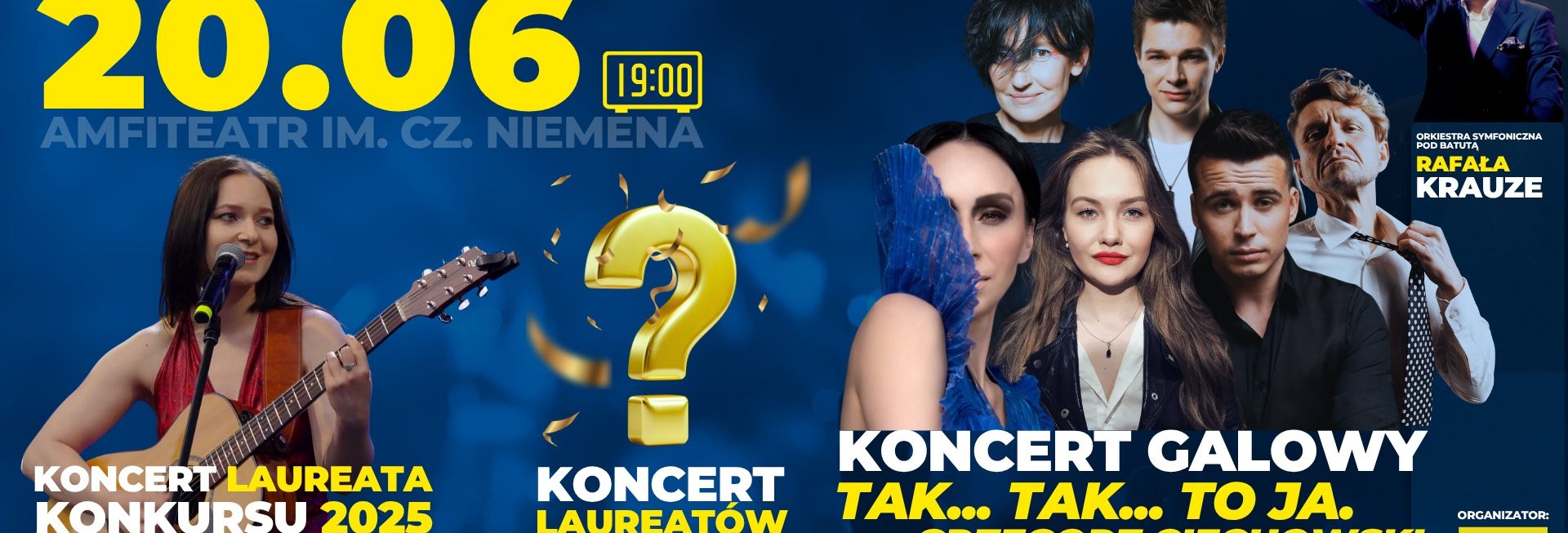 Plakat zapraszający w sobotę 20 czerwca 2026 r. do Olsztyna na 52. edycję Ogólnopolskich Spotkań Zamkowych “Śpiewajmy Poezję” Koncert Finałowy Olsztyn 2026.