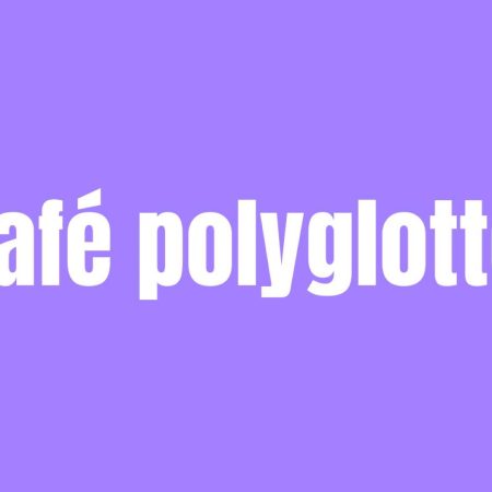 Plakat zapraszający w piątek 15 maja 2026 r. do Olsztyna na Spotkanie Klubu Konwersacyjnego - Cafe Polyglotte Olsztyn 2026. 