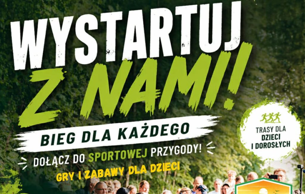 Plakat zapraszający w sobotę 9 maja 2026 r. do miejscowości Piecki Biegowe Grand Prix Mazur 2026 Biegaj Bliżej Natury #1 - Bieg Śladami Dzika Piecki 2026. 