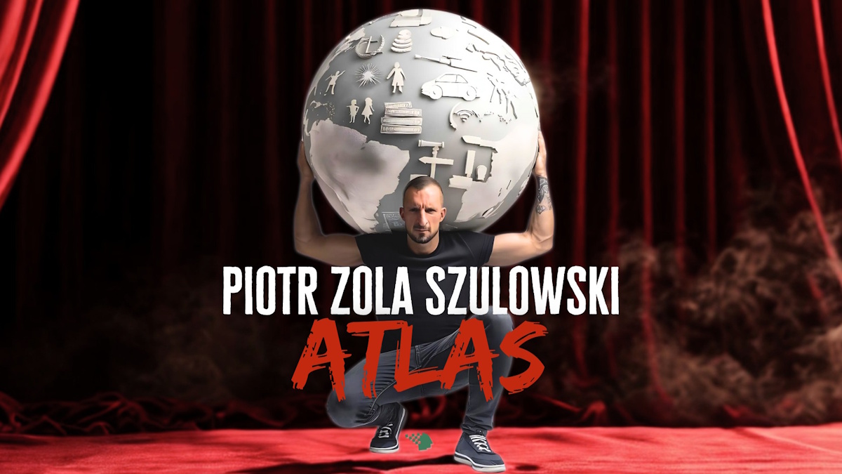 Plakat zapraszający w piątek 10 lipca 2026 r. do Ostródy na Stand-up Piotr Zola Szulowski Ostróda 2026. 
