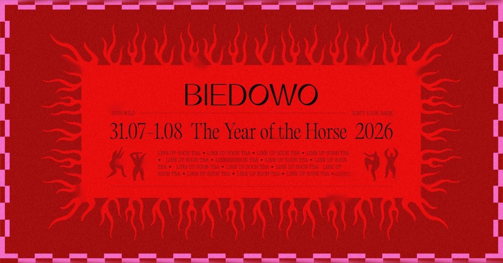 Plakat zapraszający od 31 lipca do 1 sierpnia 2026 r. do miejscowości Biedowo w gminie Barczewo na 13. edycję Festiwalu Biedowo Music Fest! Biedowo 2026.