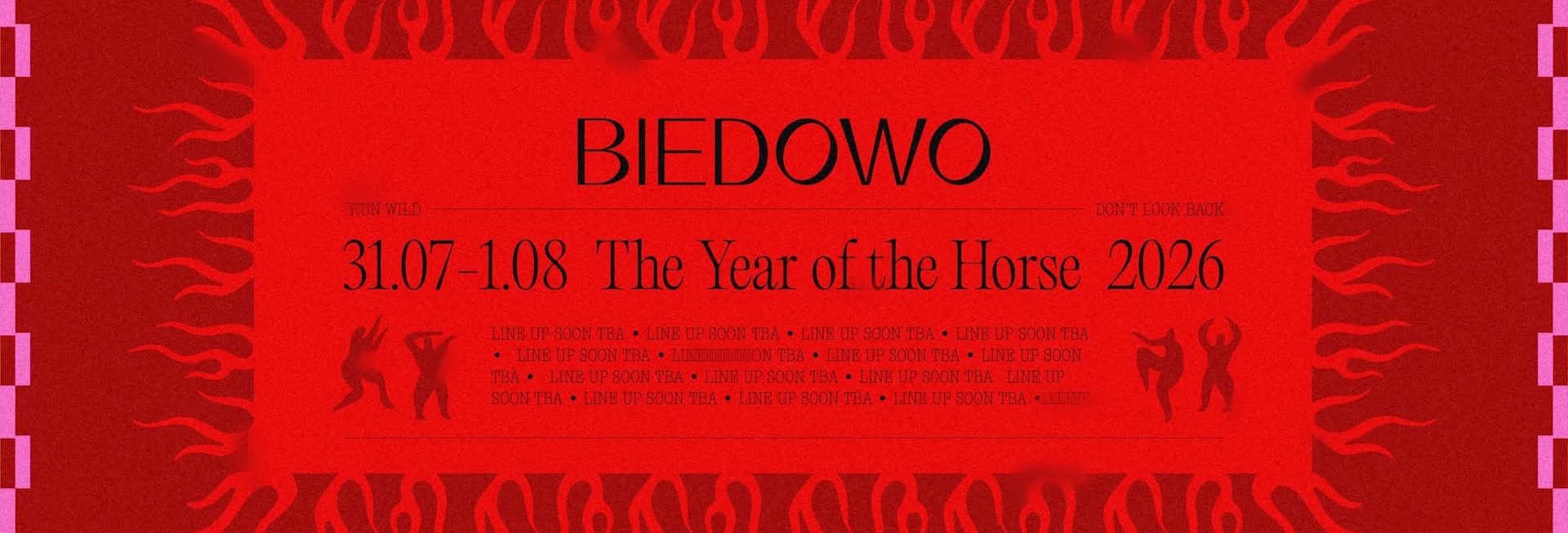 Plakat zapraszający od 31 lipca do 1 sierpnia 2026 r. do miejscowości Biedowo w gminie Barczewo na 13. edycję Festiwalu Biedowo Music Fest! Biedowo 2026.