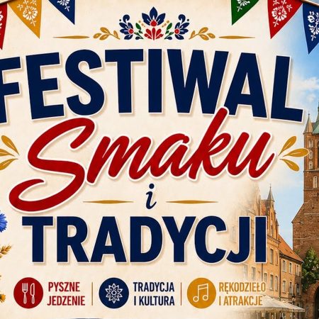 Plakat zapraszający w dniach 19-21 czerwca 2026 r. do Lidzbarka Warmińskiego na Festiwal Smaku i Tradycji Lidzbark Warmiński 2026.