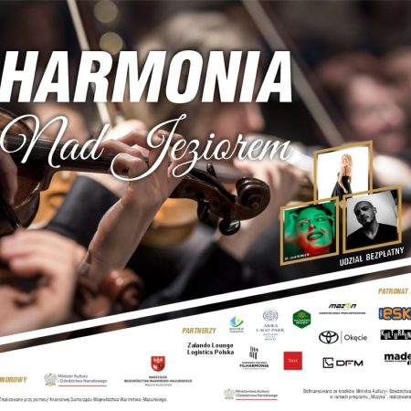 Plakat zapraszający w sobotę 20 czerwca 2026 r. do miejscowości Majdy nad jeziorem Wulpińskim w gminie Stawiguda na koncert FEELHARMONIA Nad Jeziorem Majdy 2026.