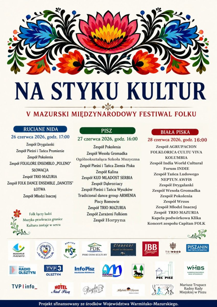 Serdecznie zapraszamy na koncert Mazurski Międzynarodowy Festiwal Folku "Na styku Kultur" 2026. 