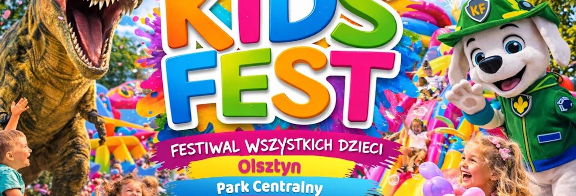 Plakat zapraszający w niedzielę 14 czerwca 2026 r. do Olsztyna na Kids Fest – Festiwal Wszystkich Dzieci Olsztyn 2026.