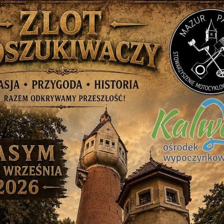 Plakat zapraszający w dniach 11-13 września 2026 r. do Pasymia na Zlot Poszukiwaczy Pasym 2026. 