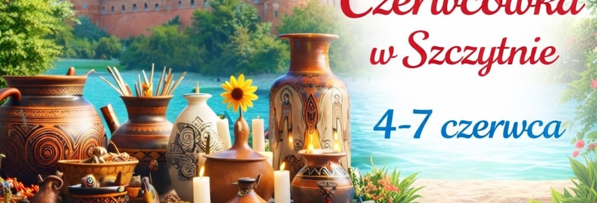 Plakat zapraszający w dniach 4-7 czerwca 2026 r. do Szczytna na Jarmark Czerwcowy Szczytno 2026.  