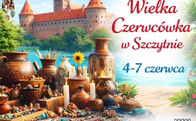 Plakat zapraszający w dniach 4-7 czerwca 2026 r. do Szczytna na Jarmark Czerwcowy Szczytno 2026.  