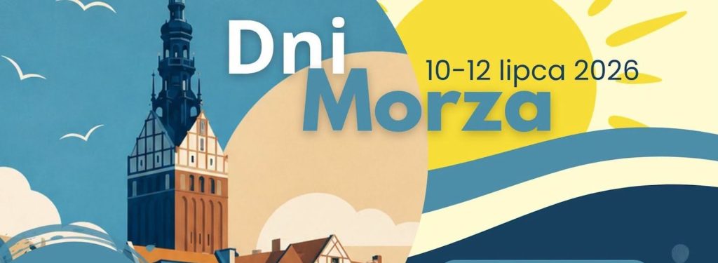 Plakat zapraszający w dniach 10-12 lipca 2026 r. do Elbląga na Dni Morza Elbląg 2026. 