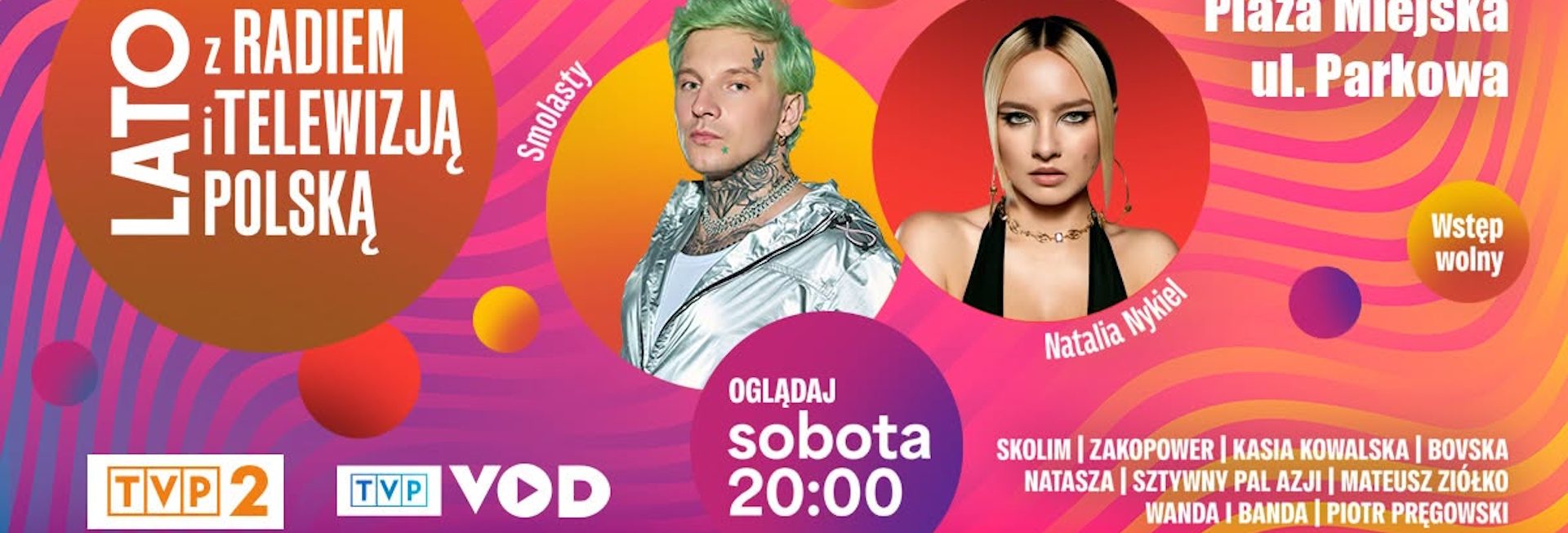 Plakat zapraszający w sobotę 11 lipca 2026 r. do Ełku na Lato z Radiem i Telewizją Polską Ełk 2026. 