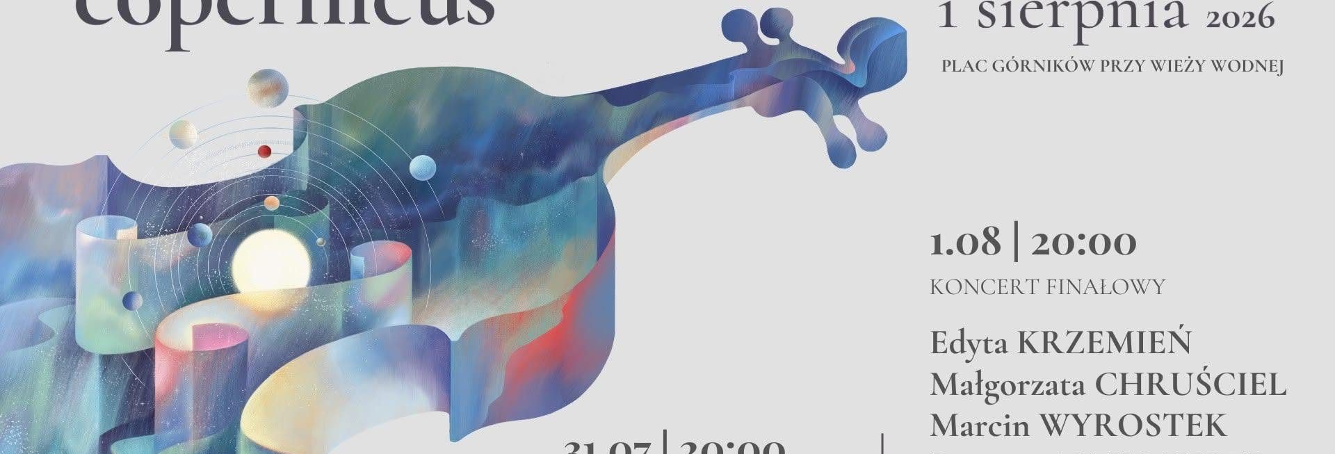 Plakat zapraszający w dniach od 31 lipca do 1 sierpnia 2026 r. do Fromborka na Musicus Copernicus Frombork Festival Frombork 2026. 