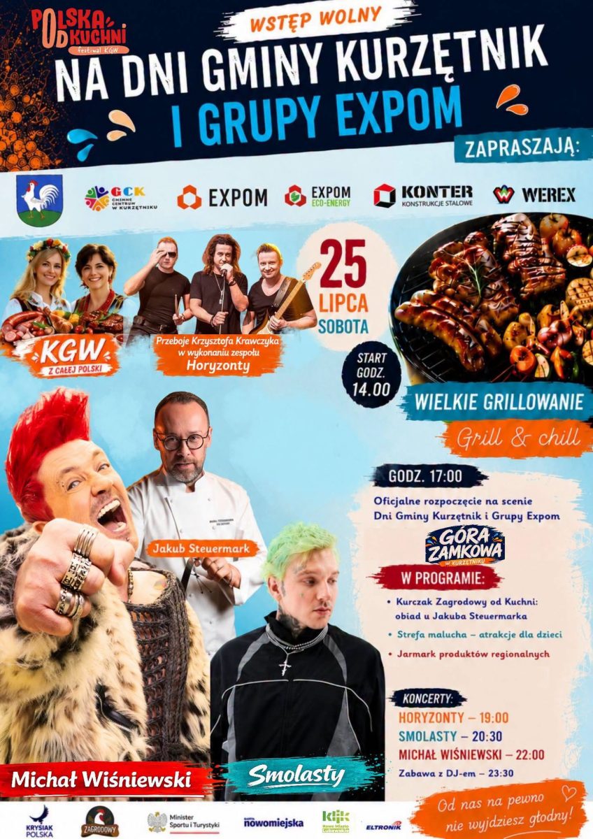 Plakat zapraszający w sobotę 25 lipca 2026 r. do miejscowości Kurzętnik na Dni Gminy Kurzętnik 2026. 