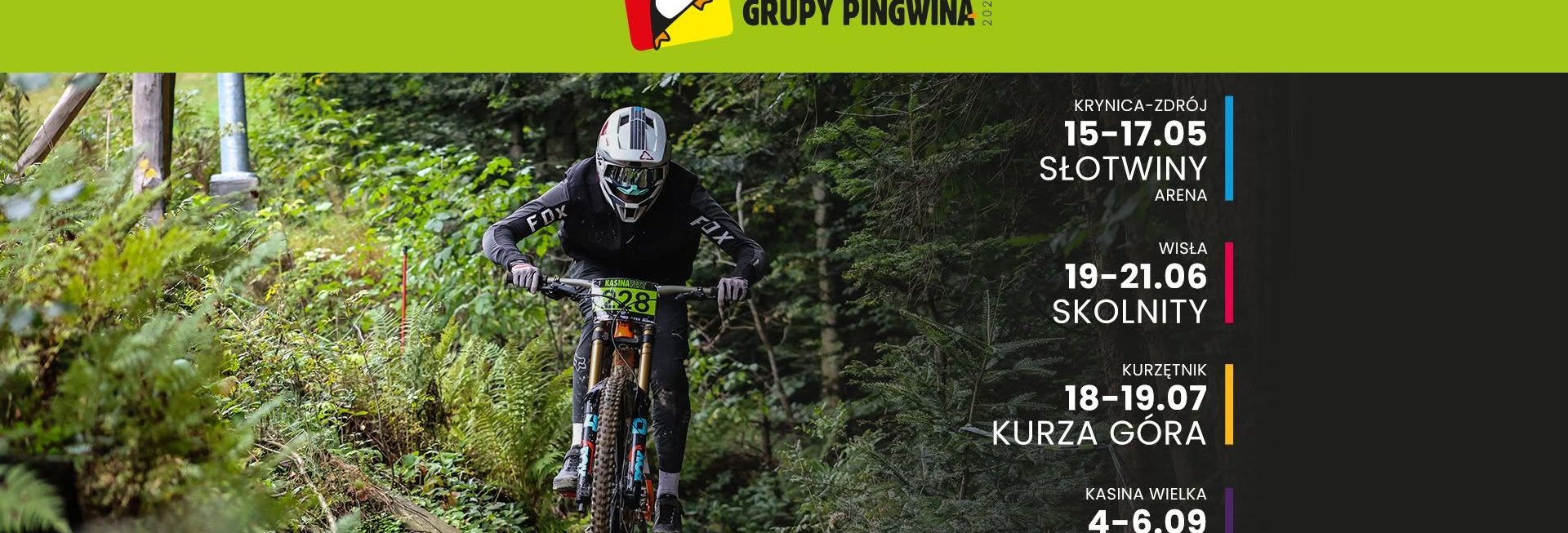 Plakat zapraszający w dniach 18-19 lipca 2026 r. do miejscowości Kurzętnik na Kurzą Górę na Wyścig Puchar Grupy Pingwina - Kurza Góra Kurzętnik 2026.  
