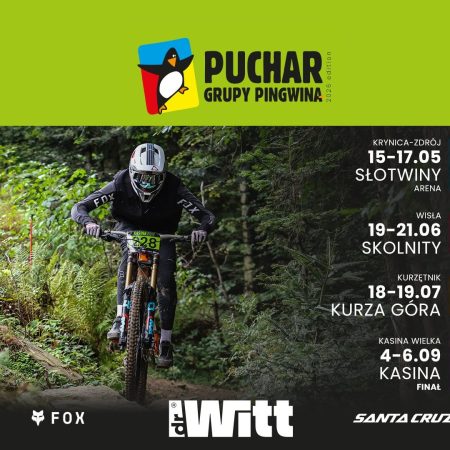 Plakat zapraszający w dniach 18-19 lipca 2026 r. do miejscowości Kurzętnik na Kurzą Górę na Wyścig Puchar Grupy Pingwina - Kurza Góra Kurzętnik 2026.  
