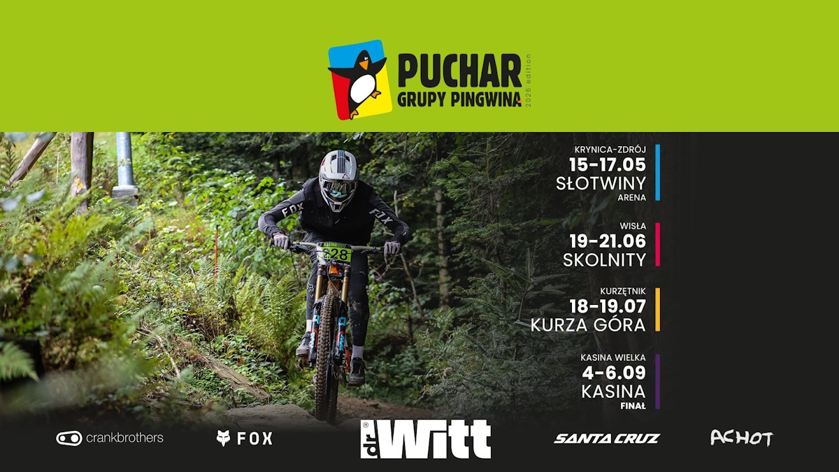 Plakat zapraszający w dniach 18-19 lipca 2026 r. do miejscowości Kurzętnik na Kurzą Górę na Wyścig Puchar Grupy Pingwina - Kurza Góra Kurzętnik 2026.  