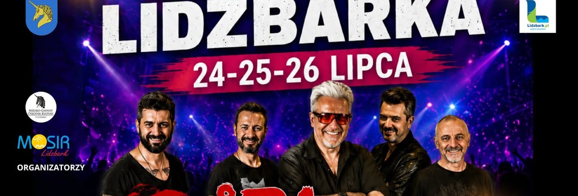 Plakat zapraszający w dniach 24-26 lipca 2026 r. do Lidzbarka na Dni Lidzbarka 2026.