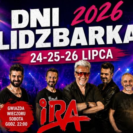 Plakat zapraszający w dniach 24-26 lipca 2026 r. do Lidzbarka na Dni Lidzbarka 2026.