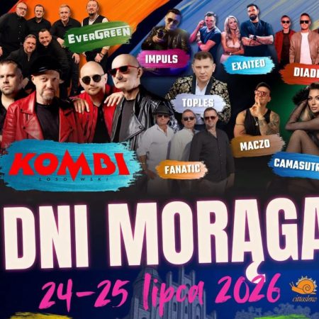 Plakat zapraszający w dniach 24-25 lipca 2026 r. do Morąga na Dni Morąga 2026. 