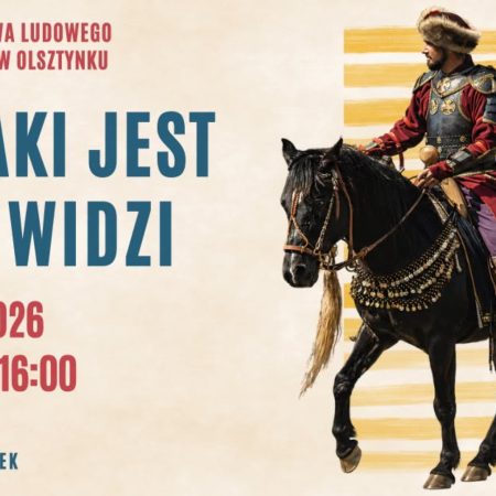 Plakat zapraszający w niedzielę 2 sierpnia 2026 r. do Muzeum Budownictwa Ludowego w Olsztynku na wydarzenie – Koń jaki jest każdy widzi Skansen Olsztynek 2026.