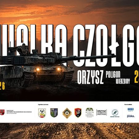 Plakat zapraszający w sobotę 25 lipca 2026 r. do Orzysza na kolejną edycję Walki Czołgów - Poligon Orzysz 2026. 